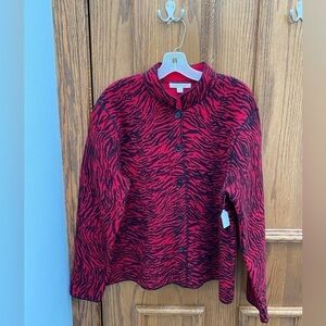 JM Collection Zebra Red Print Wool Jacket Size Medium